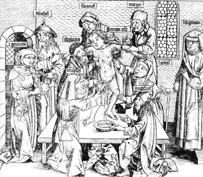 Ritualmord 1493 mit Judenhut und -fleck